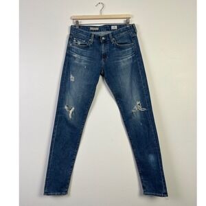 AG Adriano Goldschmied Nikki Relaxed Skinny‎ Grunge  Distressed Jeans Blue 27R